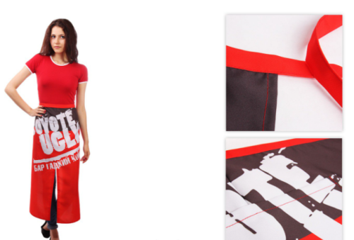 Фартук Бармен поясной с двумя карманами, с полной запечаткой